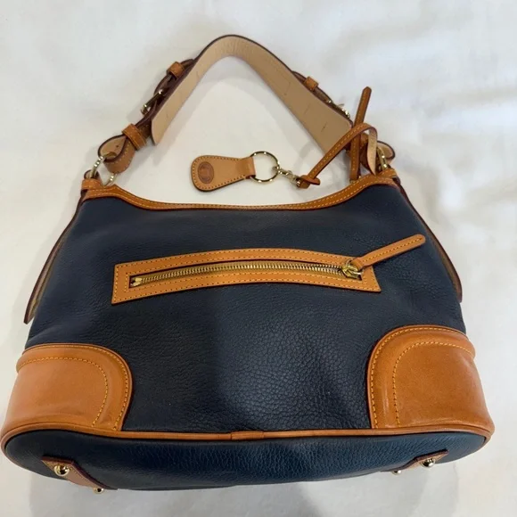 Dooney & Bourke Navy and Tan Satchel - Picture 4 of 16